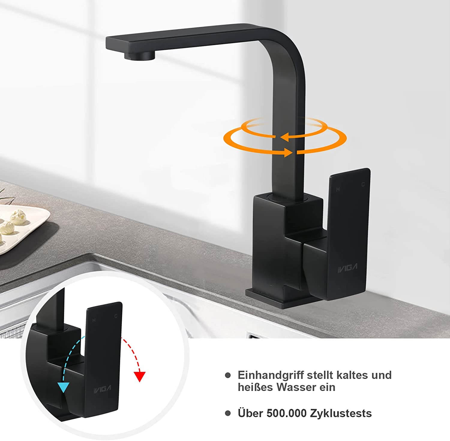 arcora wasserhahn kueche mit 2 schlaeuche armatur 1