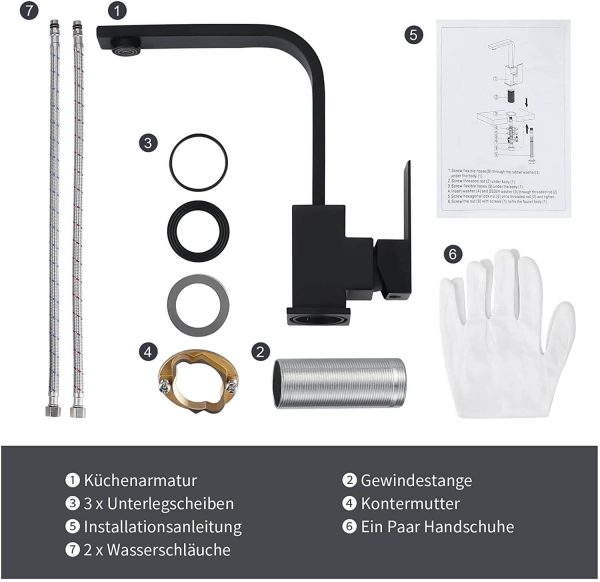 arcora wasserhahn kueche mit 2 schlaeuche armatur 4