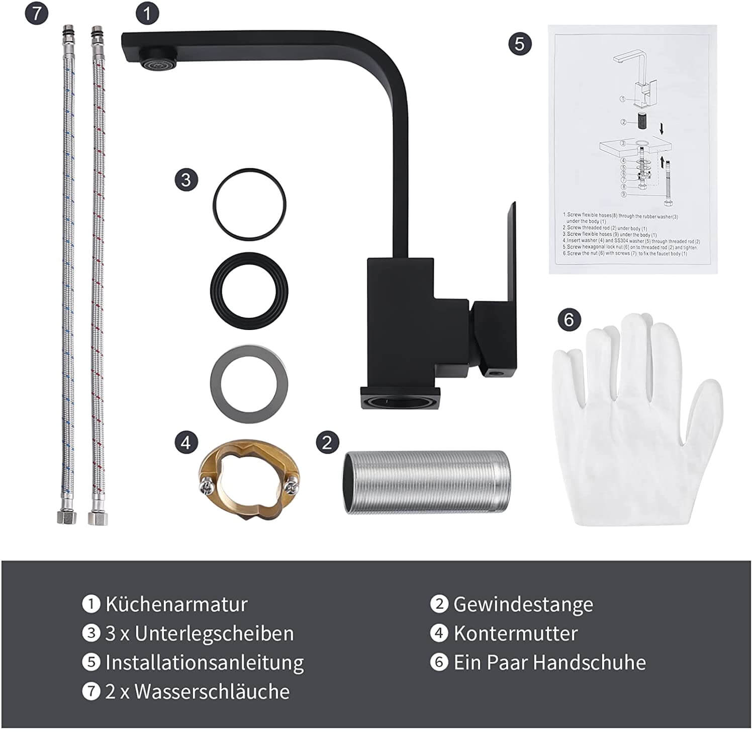 arcora wasserhahn kueche mit 2 schlaeuche armatur 4