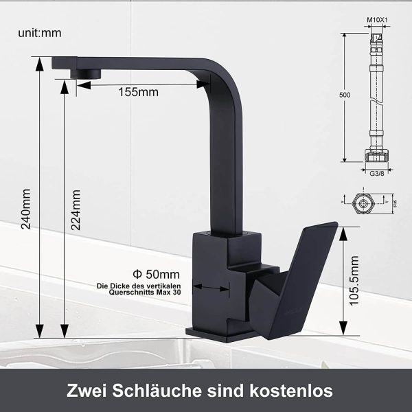 arcora wasserhahn kueche mit 2 schlaeuche armatur 5