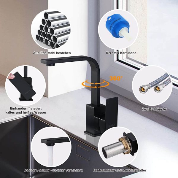 arcora wasserhahn kueche mit 2 schlaeuche armatur 7