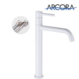 ARCORA 360° Schwenkbar Armatur weiß Hoch Waschtischarmatur