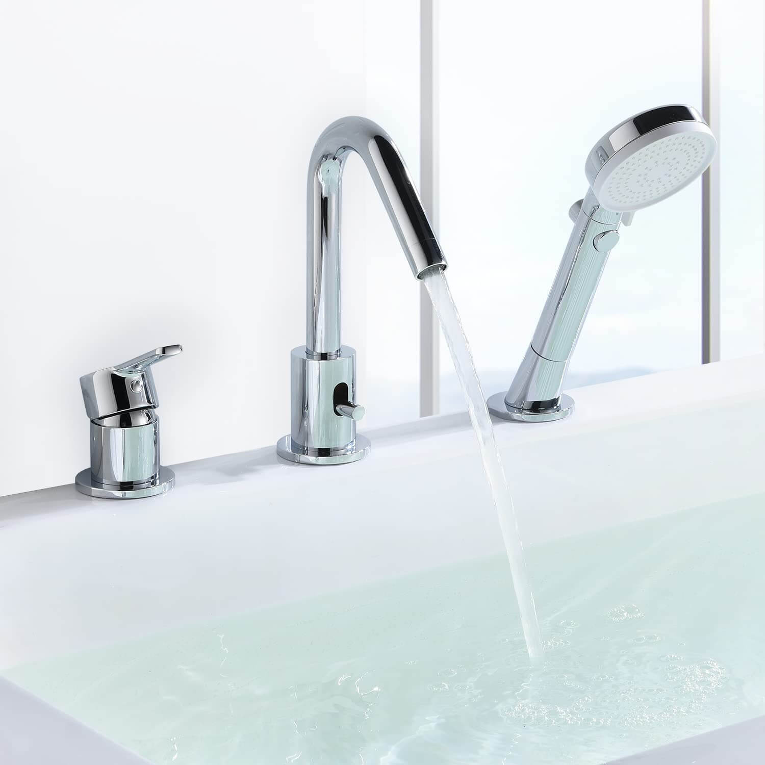 arcora 3 loch chrom badewannenarmatur mit 3 funktions handbrause 5