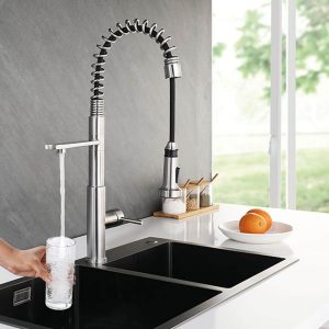 ARCORA 3 Wege Spiralfeder Küchenarmatur mit Brausekopf Trinkwassherahn