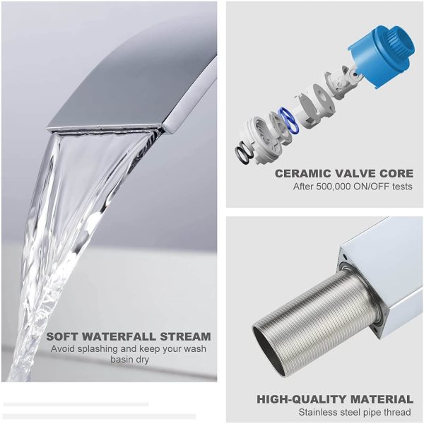 arcora chrom wasserfall waschtisch mischbatterie aus edelstahl 5