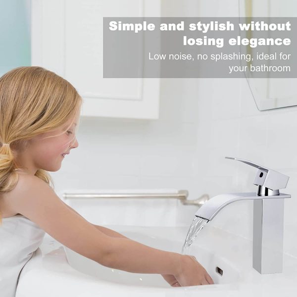 arcora chrom wasserfall waschtisch mischbatterie aus edelstahl 6