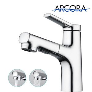 ARCORA Chrome Einhebel-Waschtischmischer dengan 2 Wasserstrahlen