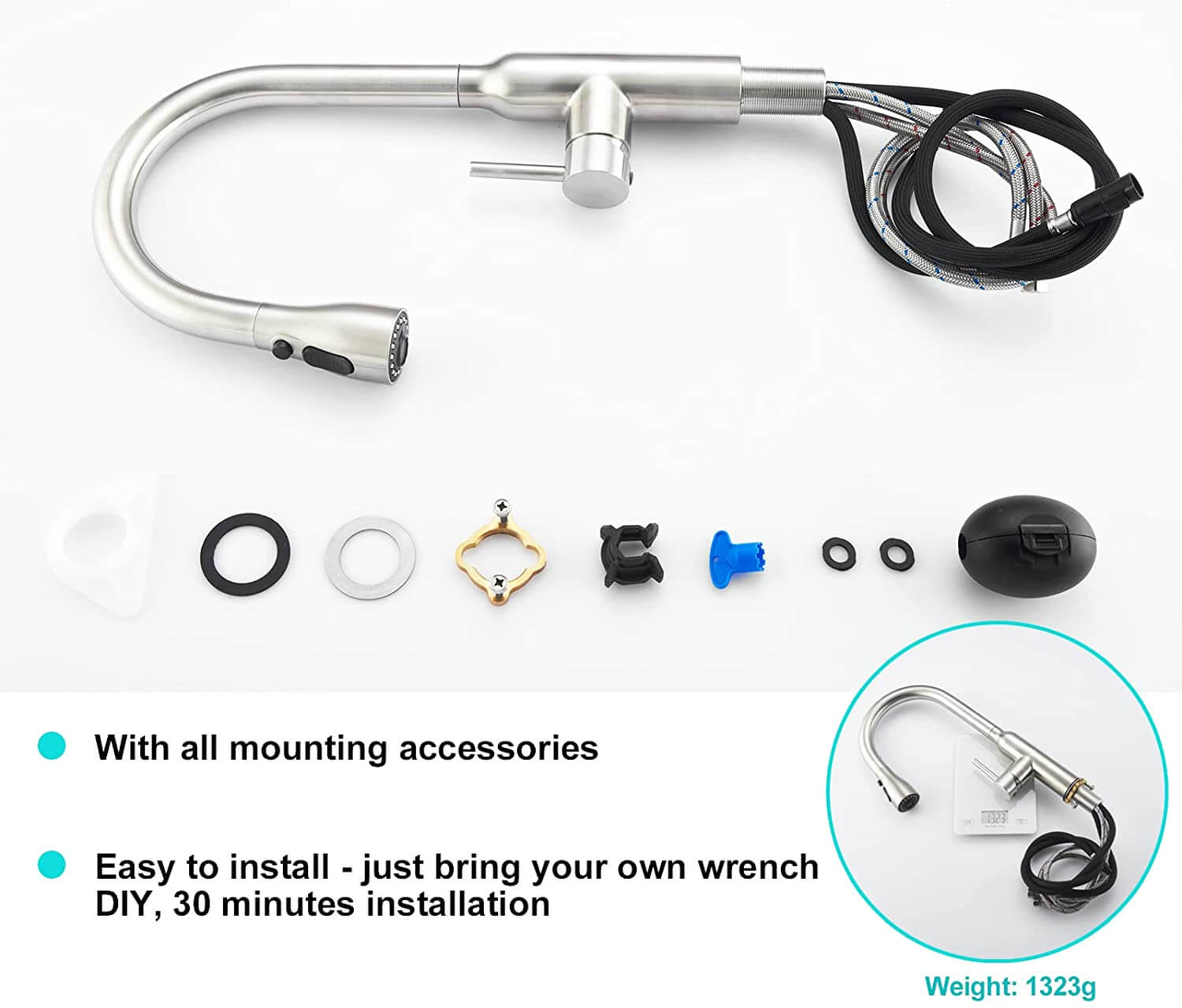 arcora hochdruck spueltisch mischbatterie mit magnet 3 funktionen 360 schwenkbar 2