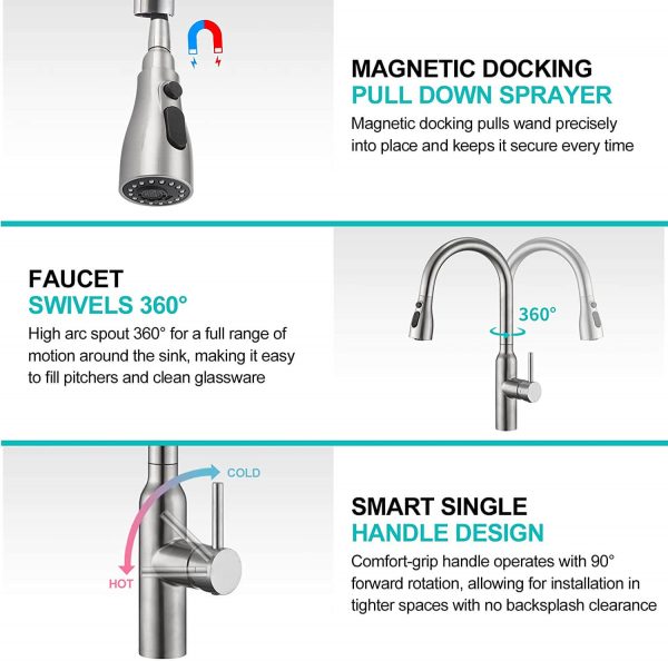 arcora hochdruck spueltisch mischbatterie mit magnet 3 funktionen 360 schwenkbar 5