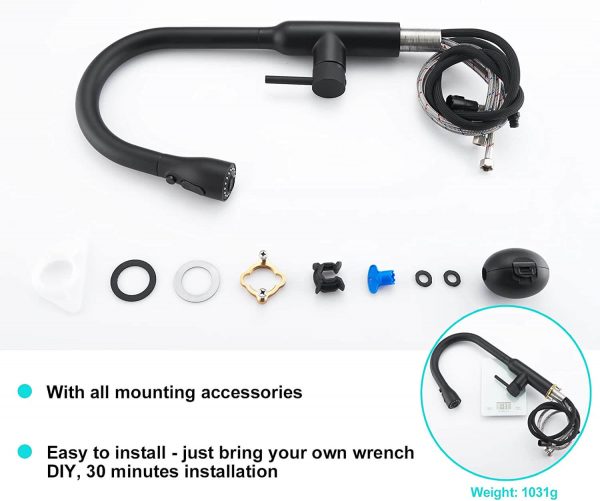 arcora matt schwarz hochdruck spueltisch mischbatterie mit magnet 3 funktionen 3