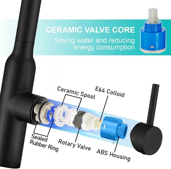 arcora matt schwarz hochdruck spueltisch mischbatterie mit magnet 3 funktionen 4