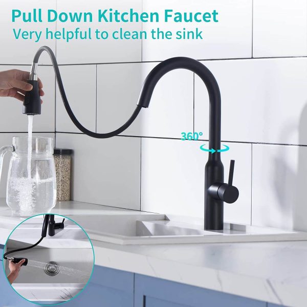 arcora matt schwarz hochdruck spueltisch mischbatterie mit magnet 3 funktionen 6