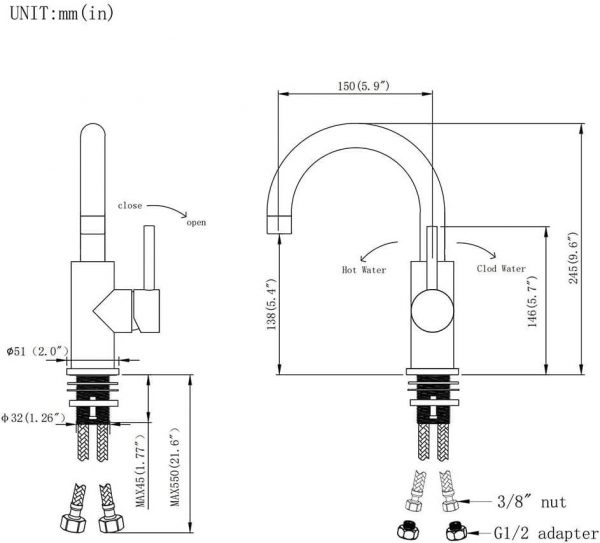 arcora multifunktionale kueche mischbatterie mit warm und kaltwasser 4