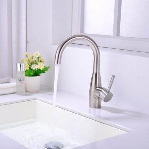 ARCORA Waschbecken Armatur aus gebürstetem Nickel, Einlochmontage für Badezimmer und Küche