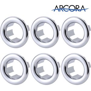 ARCORA 6 Stücke Waschbecken Überlauf Abdeckung universal für Badezimmer Waschbecken, Chrom