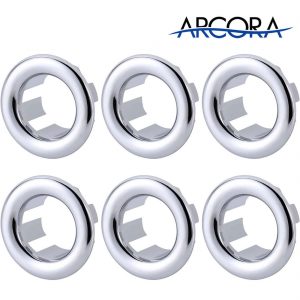 arcora 6 stuecke waschbecken ueberlauf abdeckung universal fuer badezimmer waschbecken chrom 1