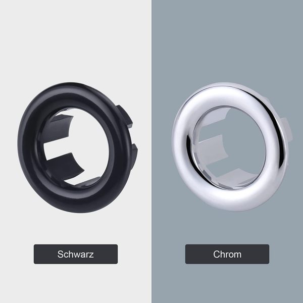 arcora 6 stuecke waschbecken ueberlauf abdeckung universal fuer badezimmer waschbecken schwarz 4