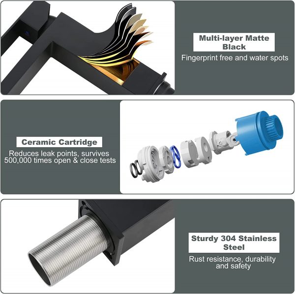 arcora waschtischarmatur wasserhahn bad aus edelstahl einhandmischer waschbeckenarmatur mit kalte und heisse wasserschlaeuche 7