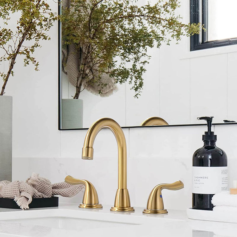 8 in brushed gold widespread bathroom faucet