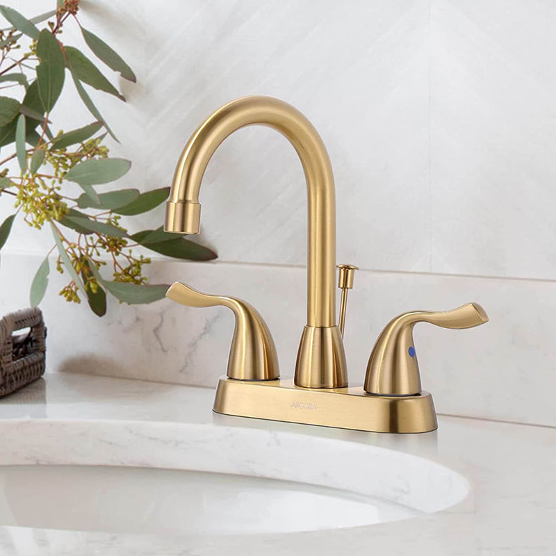 arcora brushed gold centerset bathroom faucet 1